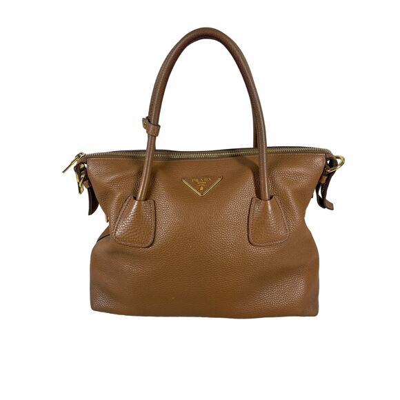 Prada Palissandro Side Zip Pebbled Leather Hand Satchel Bag Tote - Picture 1 of 16